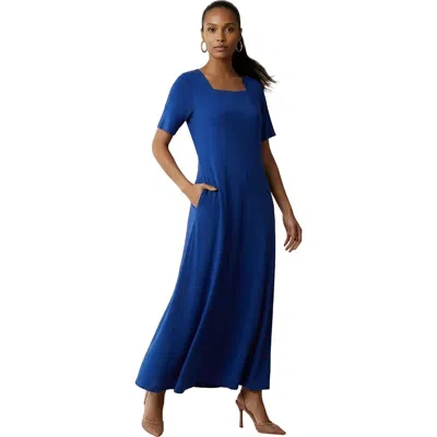 Jessica London Square Neck Maxi Dress In Blue