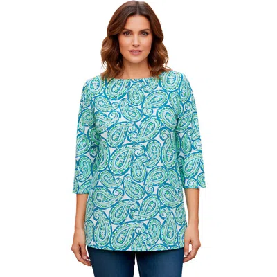 Jessica London Stretch Cotton Boatneck Tunic In Blue
