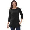 Jessica London Stretch Cotton Boatneck Tunic In Black