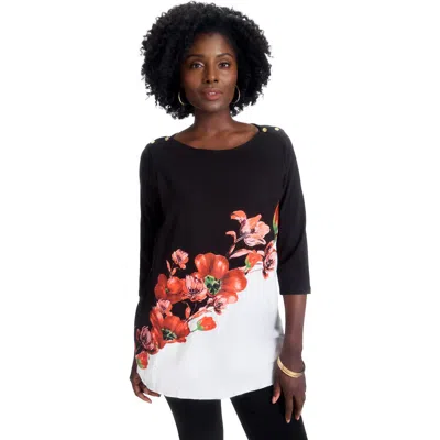 Jessica London Stretch Cotton Boatneck Tunic In Black