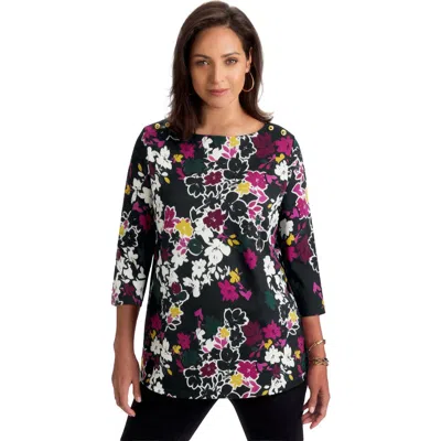 Jessica London Stretch Cotton Boatneck Tunic In Black