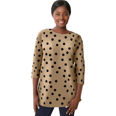 Jessica London Stretch Cotton Boatneck Tunic In Brown