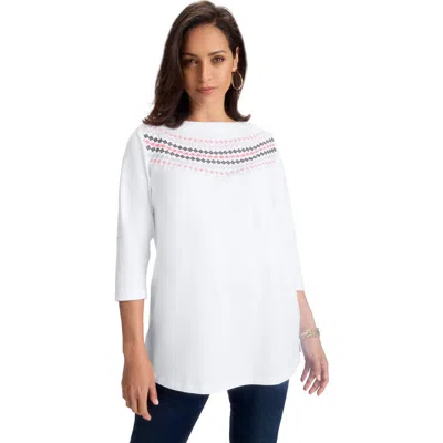 Jessica London Stretch Cotton Boatneck Tunic In Brown