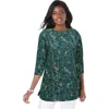 Jessica London Stretch Cotton Boatneck Tunic In Green