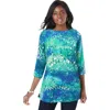 Jessica London Stretch Cotton Boatneck Tunic In Green