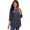 Jessica London Stretch Cotton Boatneck Tunic In Green