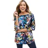 Jessica London Stretch Cotton Boatneck Tunic In Multi