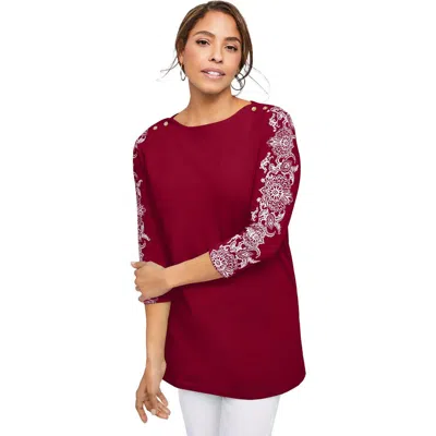 Jessica London Stretch Cotton Boatneck Tunic In Multi