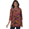 Jessica London Stretch Cotton Boatneck Tunic In Multi