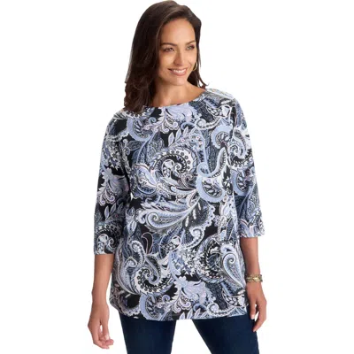 Jessica London Stretch Cotton Boatneck Tunic In Multi