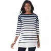 Jessica London Stretch Cotton Boatneck Tunic In Multi