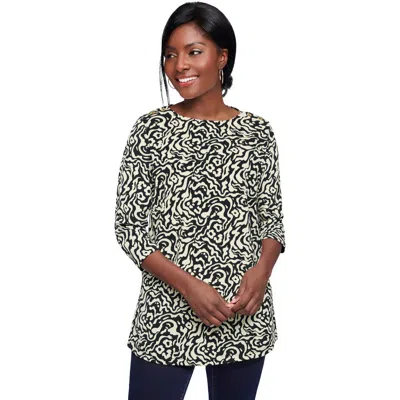 Jessica London Stretch Cotton Boatneck Tunic In Multi