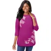 Jessica London Stretch Cotton Boatneck Tunic In Pink