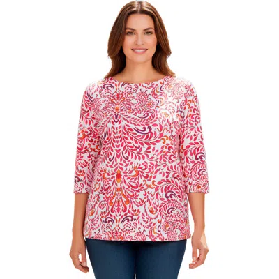 Jessica London Stretch Cotton Boatneck Tunic In Pink