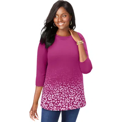 Jessica London Stretch Cotton Boatneck Tunic In Purple