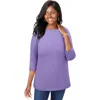 Jessica London Stretch Cotton Boatneck Tunic In Purple