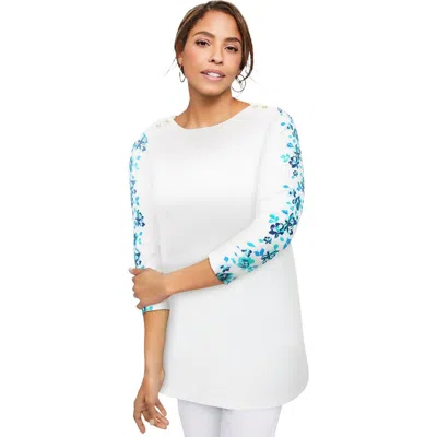 Jessica London Stretch Cotton Boatneck Tunic In White