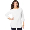 Jessica London Stretch Cotton Boatneck Tunic In White