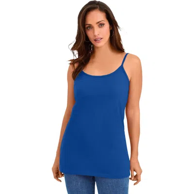 Jessica London Stretch Cotton Cami In Blue