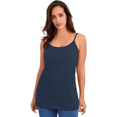 Jessica London Stretch Cotton Cami In Blue