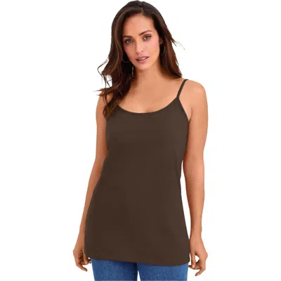 Jessica London Stretch Cotton Cami In Brown