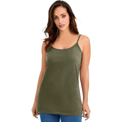 Jessica London Stretch Cotton Cami In Green