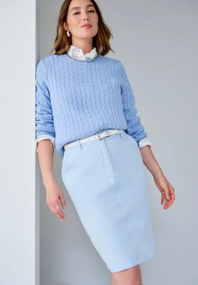 Jessica London Stretch Cotton Chino Skirt In Blue
