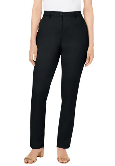 Jessica London Stretch Cotton Chino Straight Leg Pant In Black