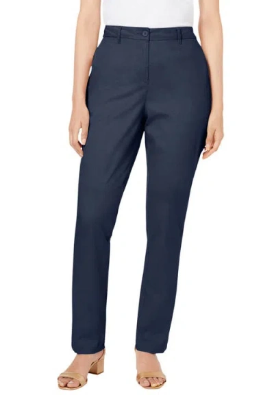 Jessica London Stretch Cotton Chino Straight Leg Pant In Blue