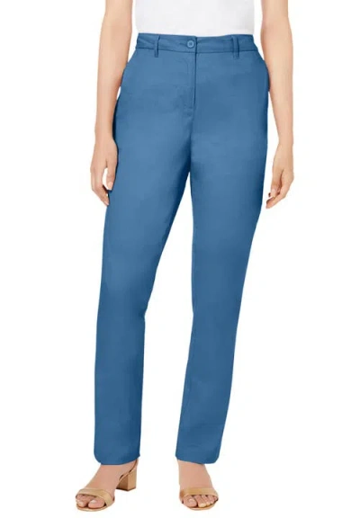 Jessica London Stretch Cotton Chino Straight Leg Pant In Blue