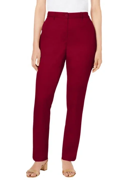 Jessica London Stretch Cotton Chino Straight Leg Pant In Burgundy