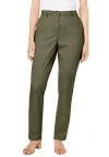 Jessica London Stretch Cotton Chino Straight Leg Pant In Green