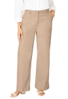 Jessica London Stretch Cotton Chino Wide-leg Trouser In Brown