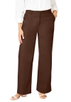 Jessica London Stretch Cotton Chino Wide-leg Trouser In Brown