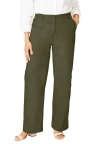 Jessica London Stretch Cotton Chino Wide-leg Trouser In Green