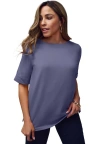 Jessica London Stretch Cotton Cuff Tee In Blue