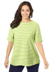 Jessica London Stretch Cotton Cuff Tee In Green