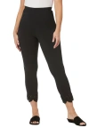 Jessica London Stretch Cotton Eyelet Capri Legging In Black