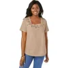 Jessica London Stretch Cotton Eyelet Cutout Tee In White
