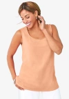 Jessica London Stretch Cotton Horseshoe Neck Tank In Brown