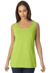 Jessica London Stretch Cotton Horseshoe Neck Tank In Green