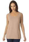 Jessica London Stretch Cotton Horseshoe Neck Tank In Neutral