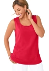 Jessica London Stretch Cotton Horseshoe Neck Tank In Red