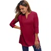 Jessica London Stretch Cotton Notch Neck Tunic In Red