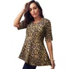 Jessica London Stretch Cotton Peplum Tunic In Animal Print
