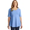 Jessica London Stretch Cotton Peplum Tunic In Blue