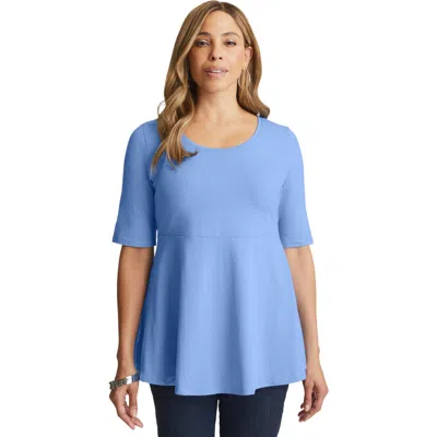 Jessica London Stretch Cotton Peplum Tunic In Blue