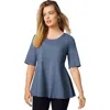 Jessica London Stretch Cotton Peplum Tunic In Blue