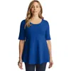 Jessica London Stretch Cotton Peplum Tunic In Blue
