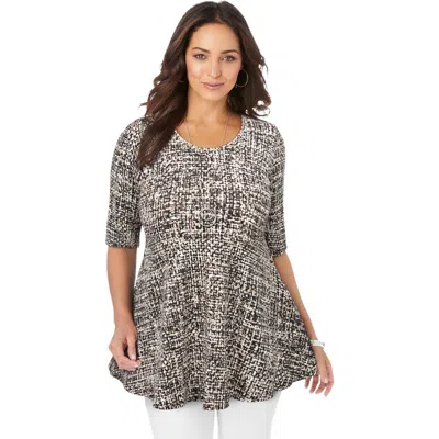 Jessica London Stretch Cotton Peplum Tunic In Gray